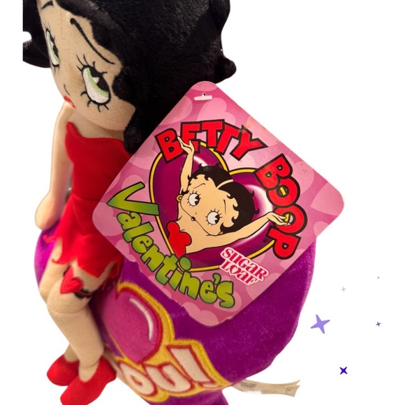 Betty Boop Rag Doll in Red Dress with Purple I love you Heart - Picture 5 of 9